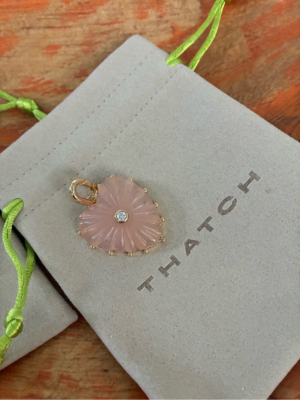 Thatch Malene Pink Jade Heart Clip Necklace - Picture 6 of 6